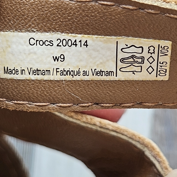 Crocs A-Leigh Leather Slide Sandal Tan/Cork Size 9 200414 - Picture 5 of 8